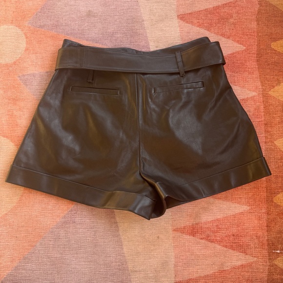 NWT FRAME Black Lamb Leather Paperbag Belted Shorts MSRP $595 - Picture 7 of 8